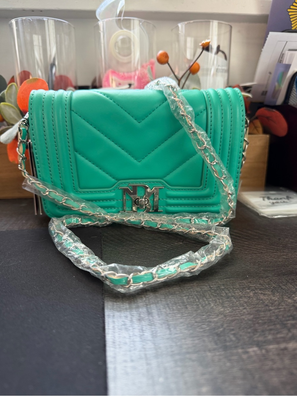 Badgley Mishka Quilted Teal Chain Crossbody